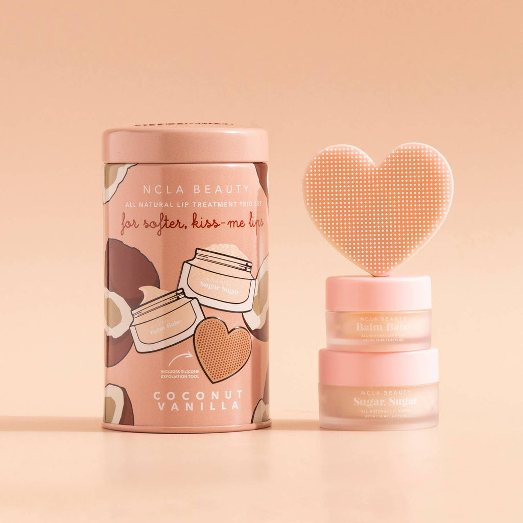 Coconut Vanilla Lip Care Set + Lip Scrubber (3 Piece)