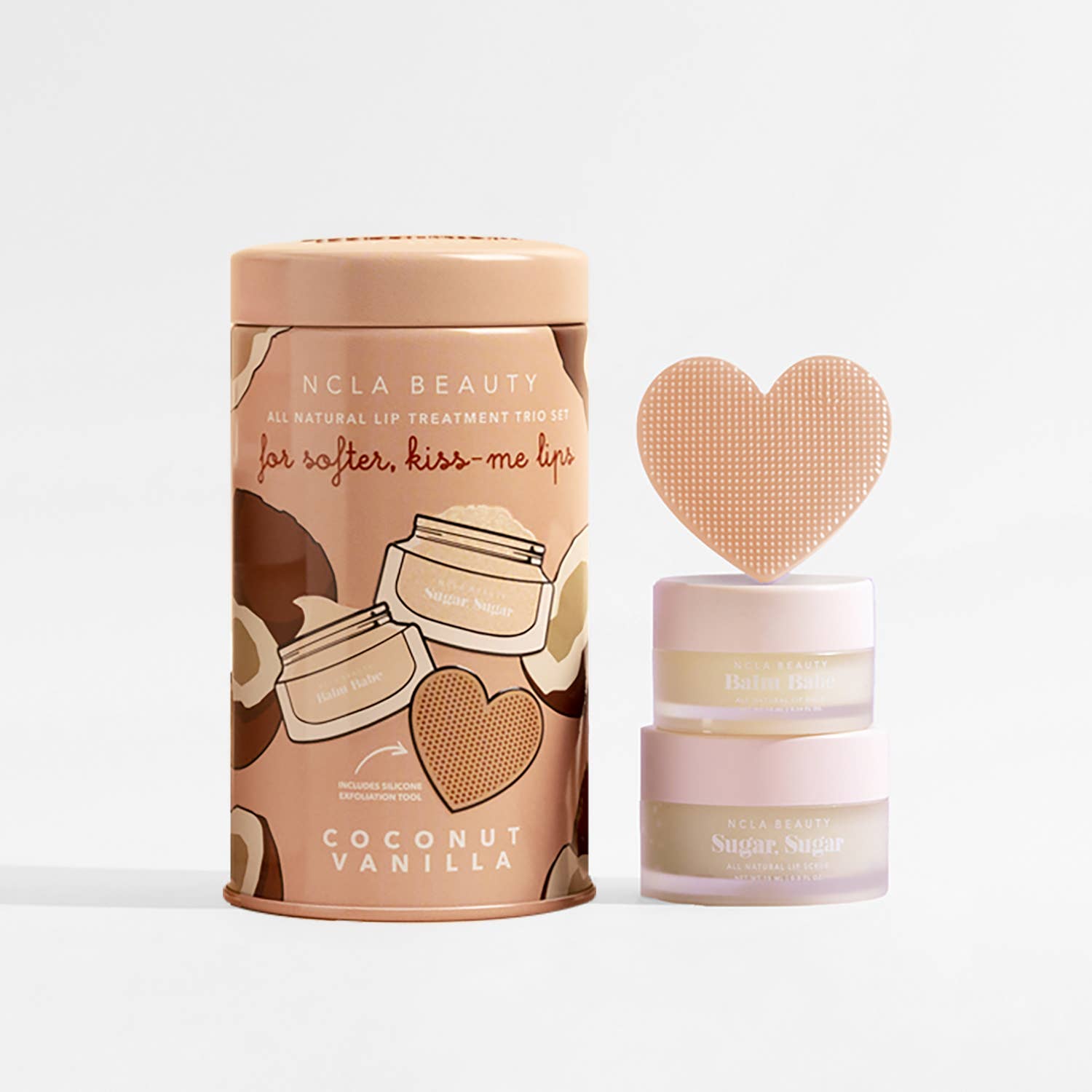 Coconut Vanilla Lip Care Set + Lip Scrubber (3 Piece)